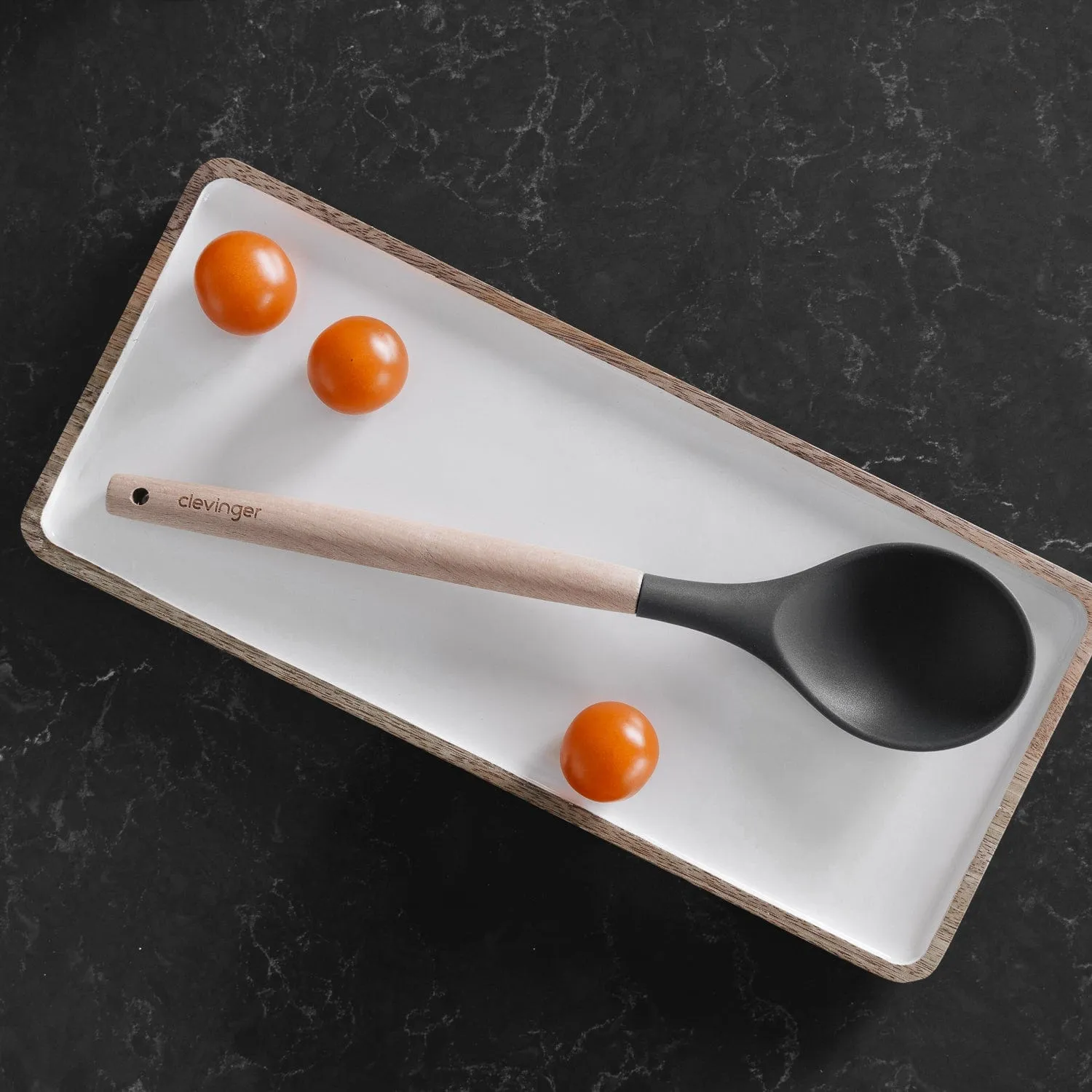 2-Piece Beechwood & Silicone Spoon Set | Charcoal