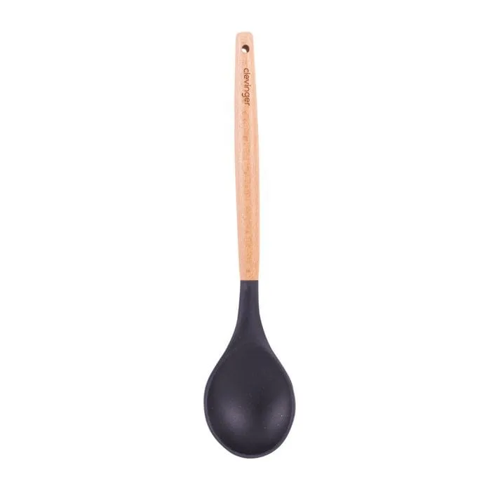 2-Piece Beechwood & Silicone Spoon Set | Charcoal