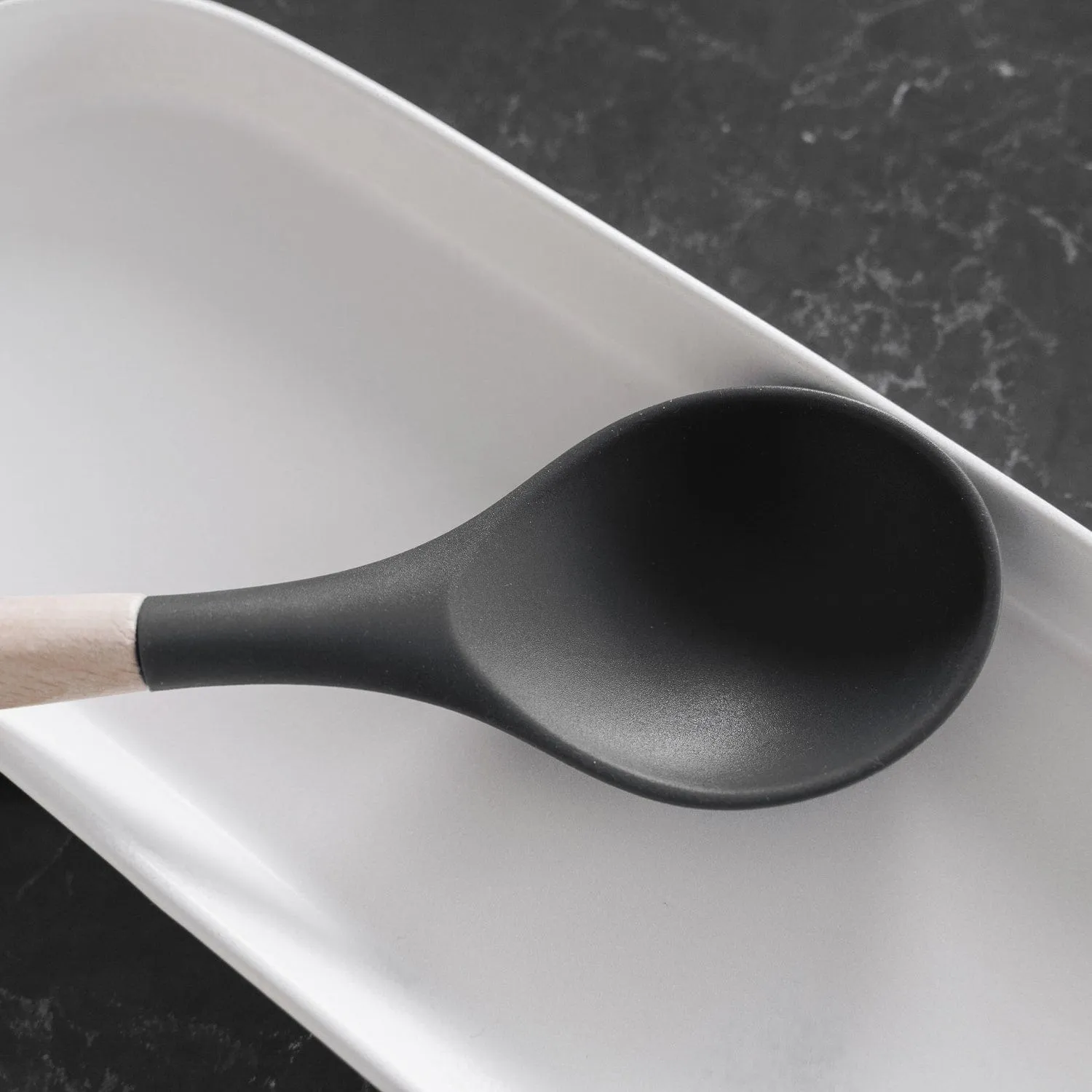 2-Piece Beechwood & Silicone Spoon Set | Charcoal