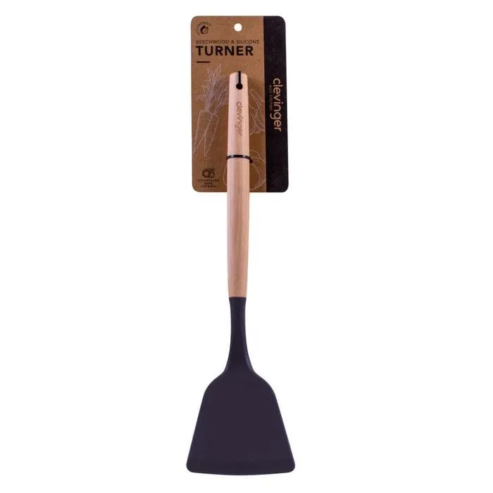 2-Piece Beechwood & Silicone Turner Set | Charcoal
