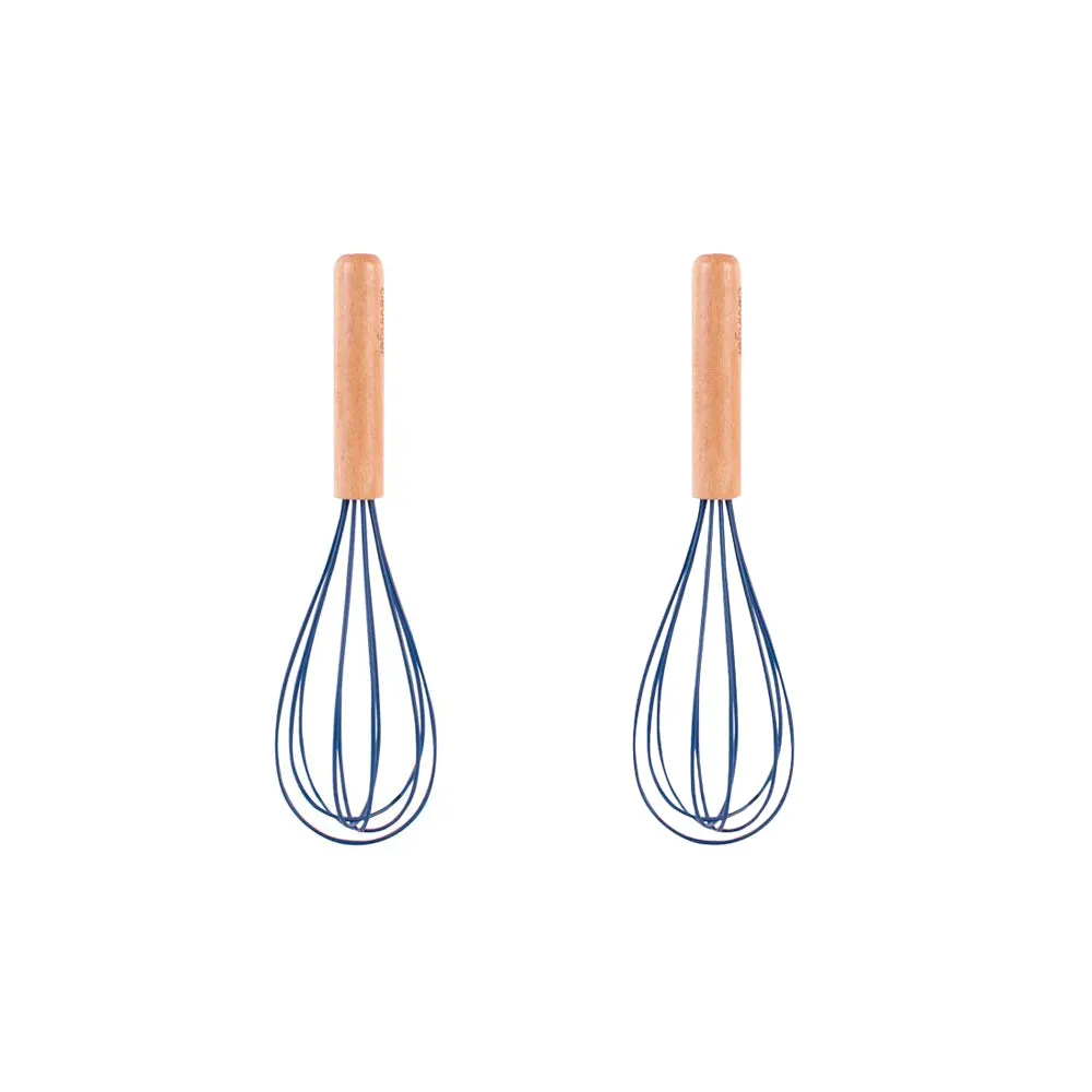 2-Piece Beechwood & Silicone Whisk Set | Navy