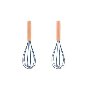 2-Piece Beechwood & Silicone Whisk Set | Navy