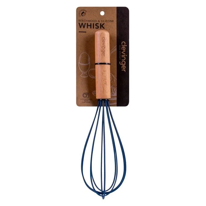 2-Piece Beechwood & Silicone Whisk Set | Navy