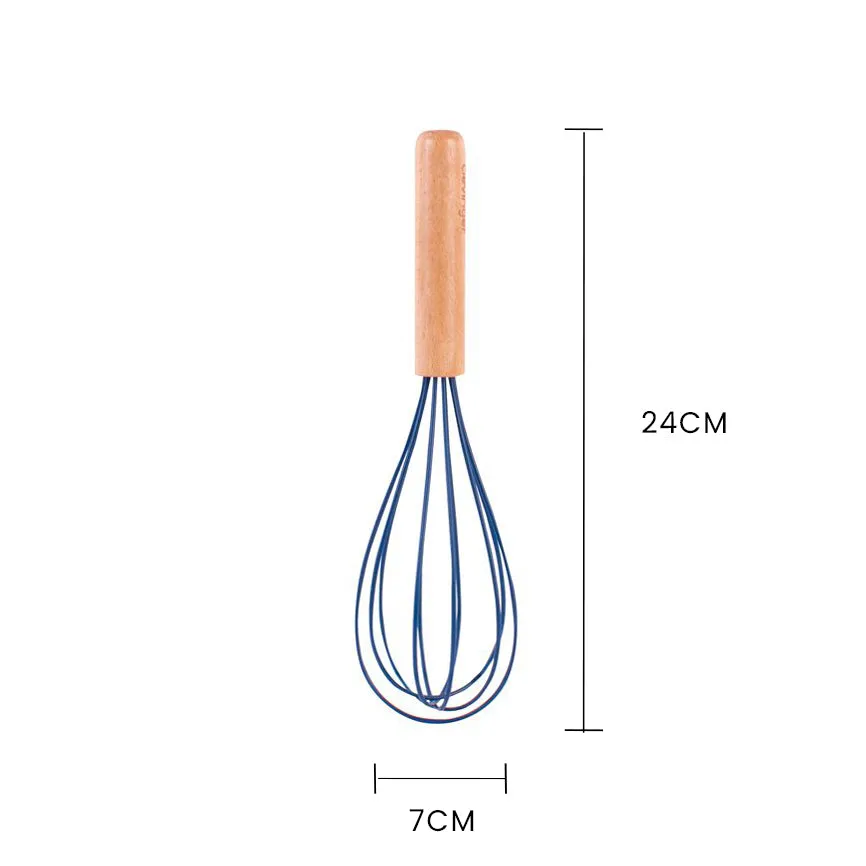 2-Piece Beechwood & Silicone Whisk Set | Navy