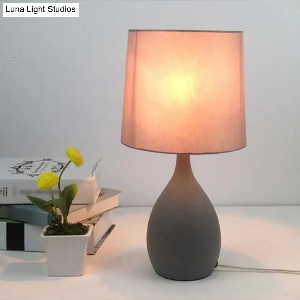 Arianna - Teardrop Teardrop Metal Night Lamp Minimalist Single Grey Table Stand Light with Cylinder Fabric Shade