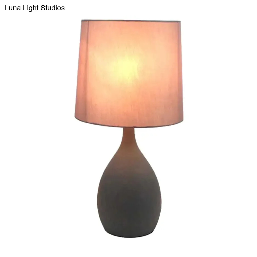 Arianna - Teardrop Teardrop Metal Night Lamp Minimalist Single Grey Table Stand Light with Cylinder Fabric Shade
