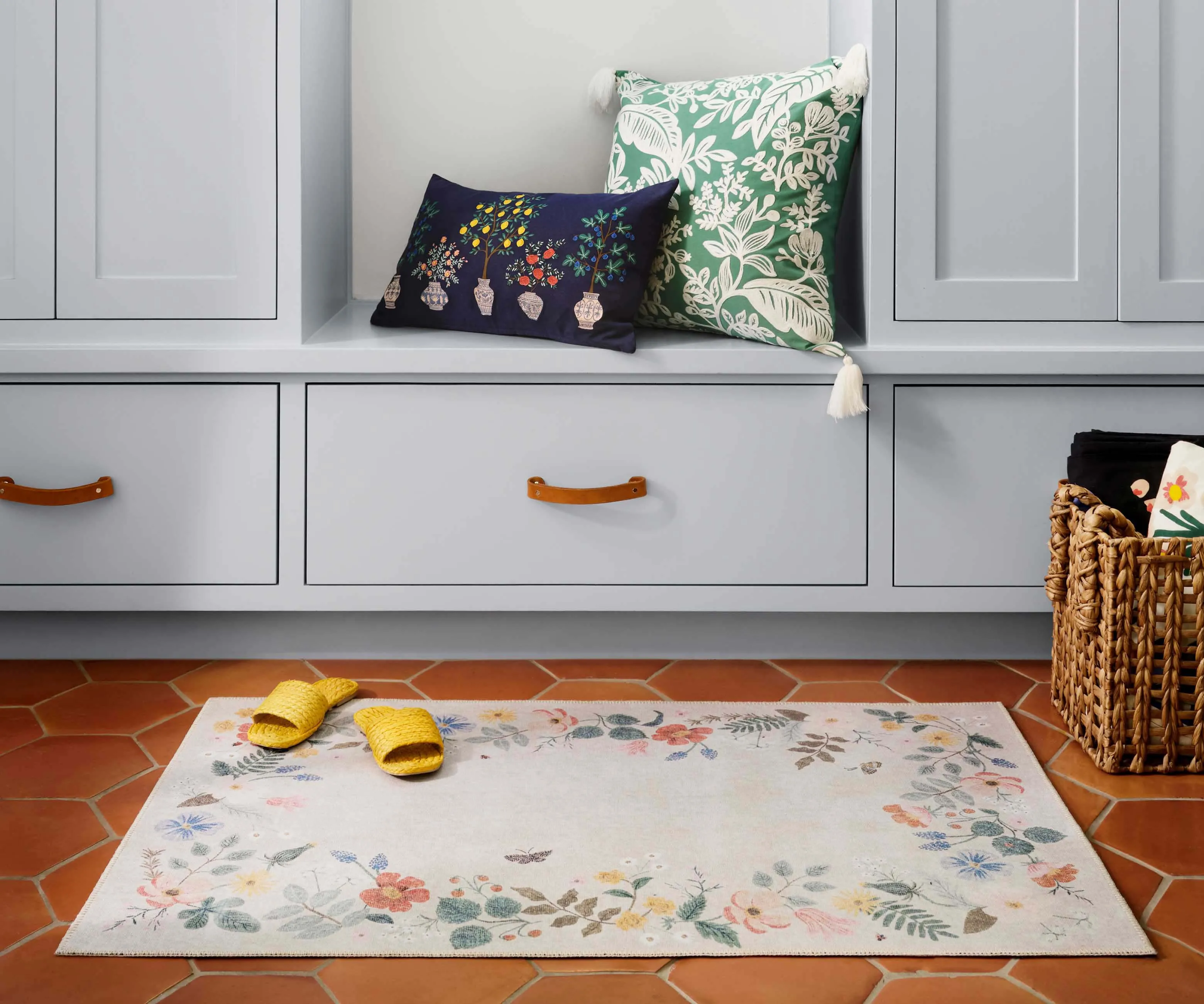 Atelier Strawberry Fields Border Non-Slip Rug - Cream