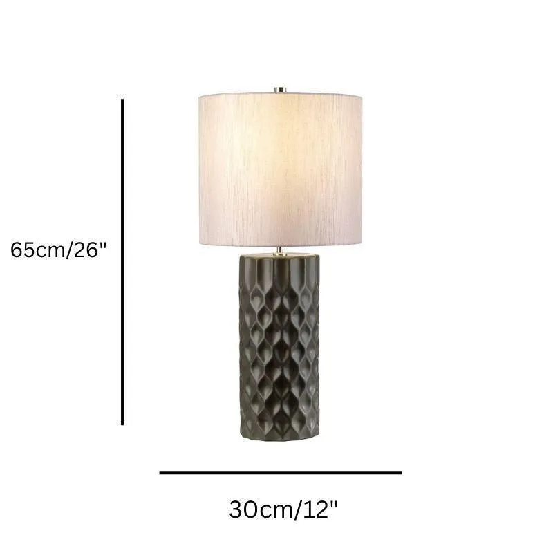 Barbican 1 Light Graphite Ceramic Table Lamp Elstead Lighting