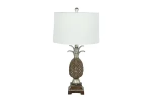 BROWN POLYSTONE FRUIT PINEAPPLE TABLE LAMP