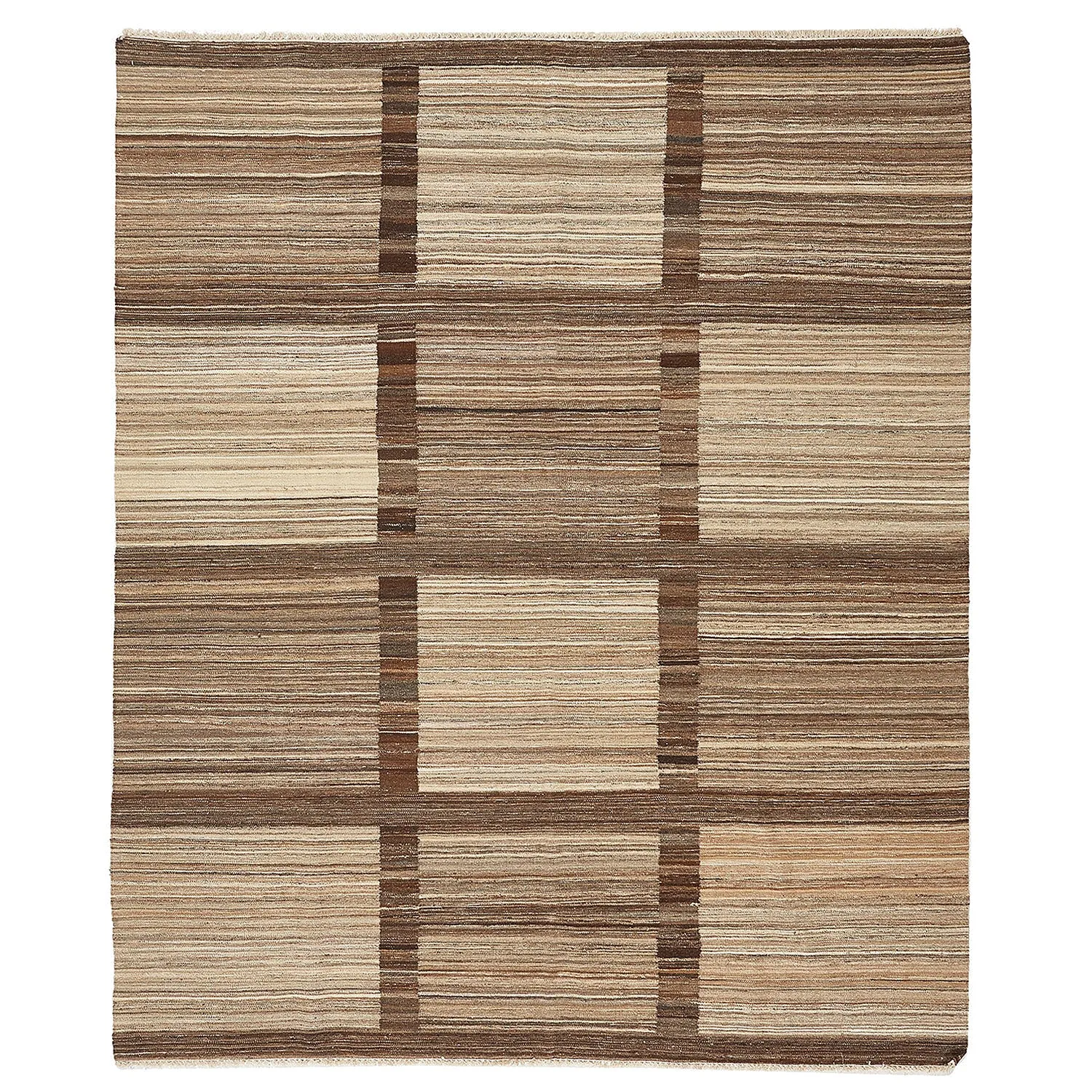 Brown Turkish Flatweave Wool Rug - 7'11" x 9'8"