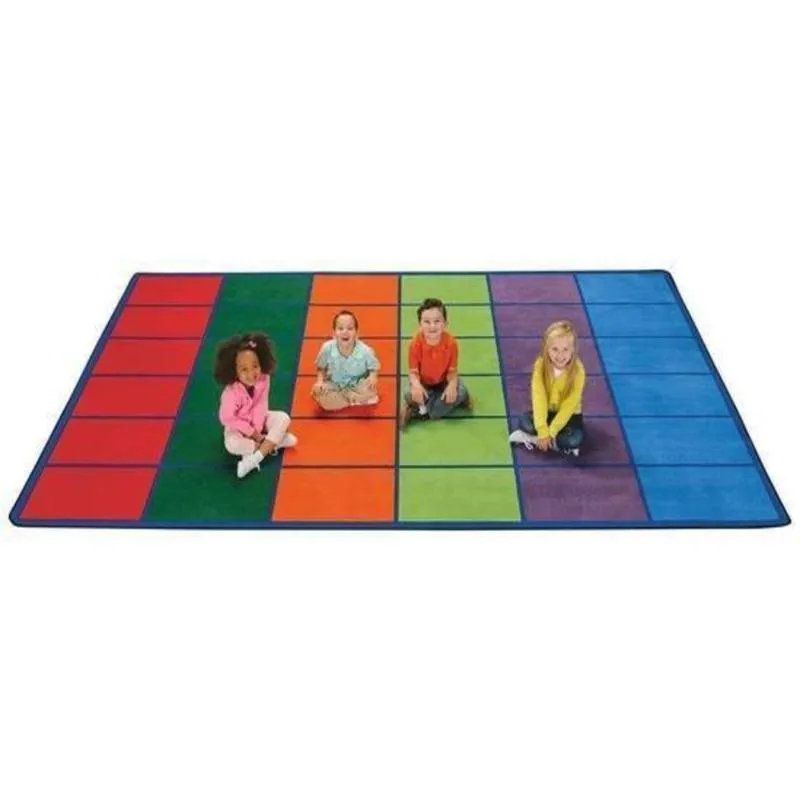 Colorful Rows Classroom Seating Rug - Factory Second