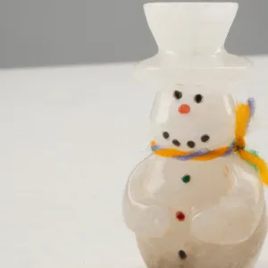 Eugene Bowekaty White Marble Handmade Zuni Fetish Snowman Carving
