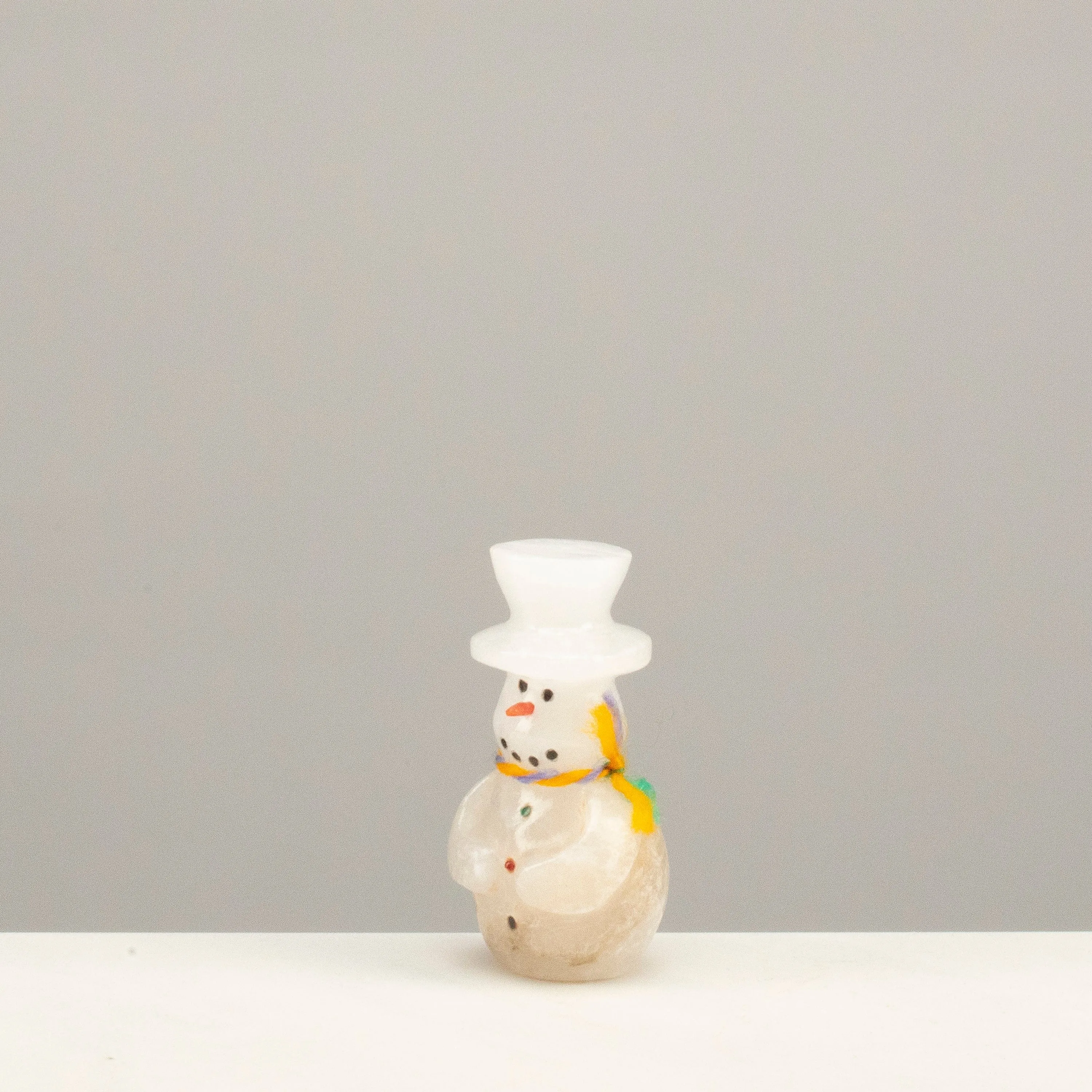 Eugene Bowekaty White Marble Handmade Zuni Fetish Snowman Carving