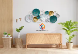 Ghar Shringaar Metal Wall Decor For Living Room|Wall Art For Living Room|Rust Proof Metal Wall Art| Interior Metal Wall Decor, Multicolor Wall Art Decoration Sculpture For Bedroom - 10 Cm