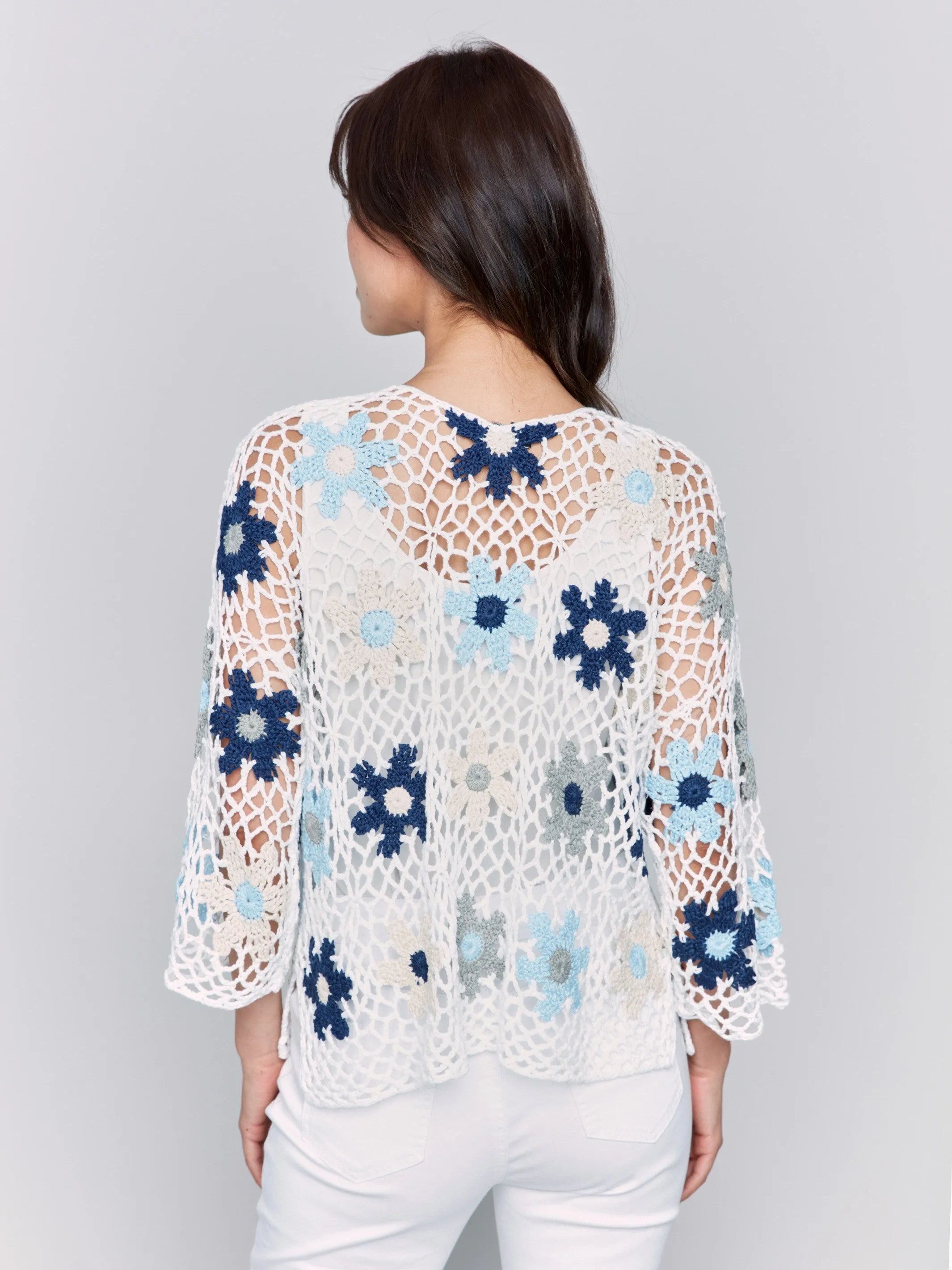 Handcrafted Floral Crochet Top - Blue