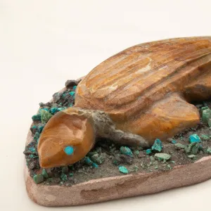 Justin Natewa Turtle with Turquoise Handmade Zuni Fetish Carving