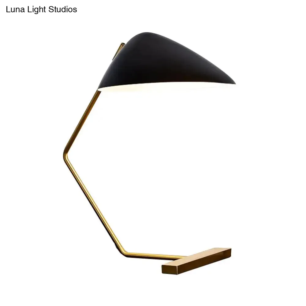 Modern Flare Table Light Metal Desk Lamp - Small, Black, Curved Arm, 1 Bulb