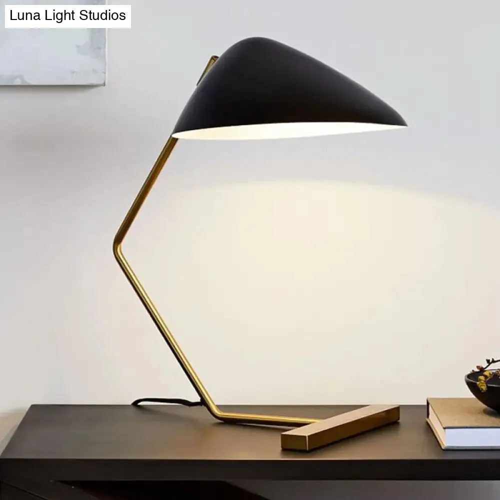 Modern Flare Table Light Metal Desk Lamp - Small, Black, Curved Arm, 1 Bulb