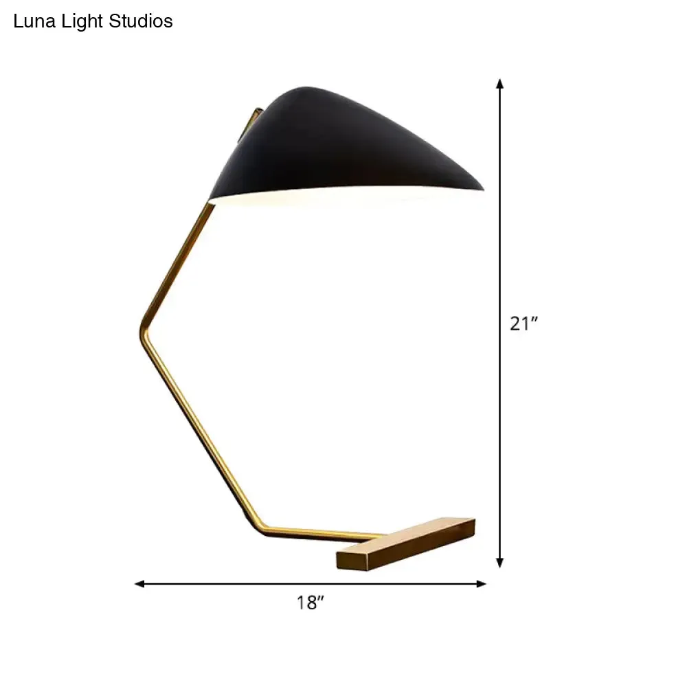 Modern Flare Table Light Metal Desk Lamp - Small, Black, Curved Arm, 1 Bulb