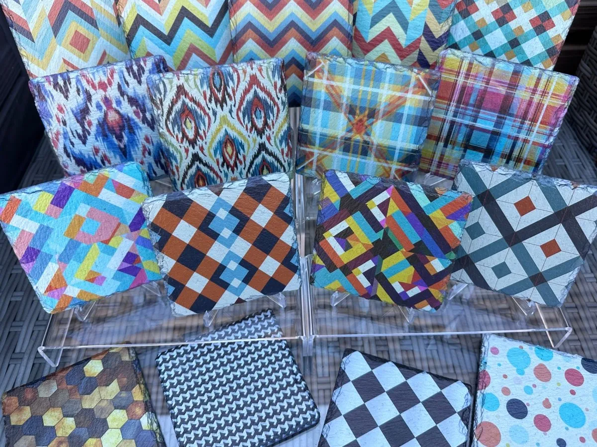 Pattern Slate Coasters - Houndstooth