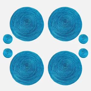 Teal Boho Placemats and Coasters 8 Set